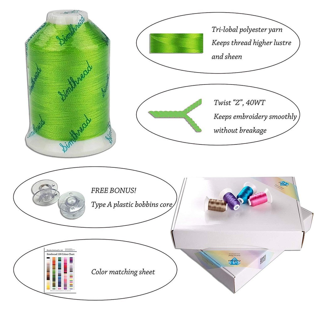 Simthread 120 Madeira Colors Polyester Machine Embroidery Thread Kit 550Y500M...