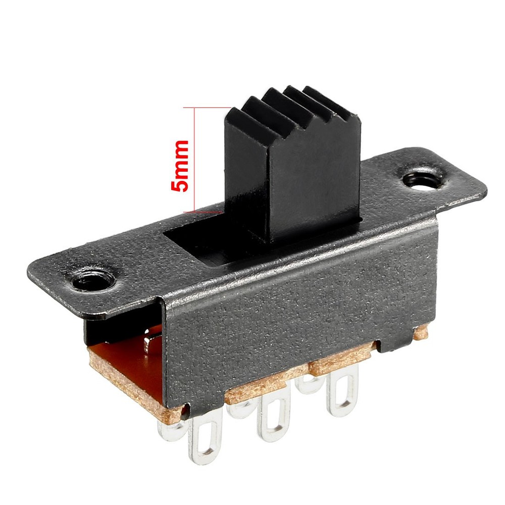 10Pcs 5mm Vertical Slide Switch DPDT 2P2T 6 Terminals PCB Panel Latching