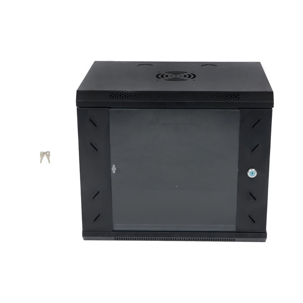 9U Wall Mount Server Rack 15.5" Deep Locking Glass Door & Side Panels