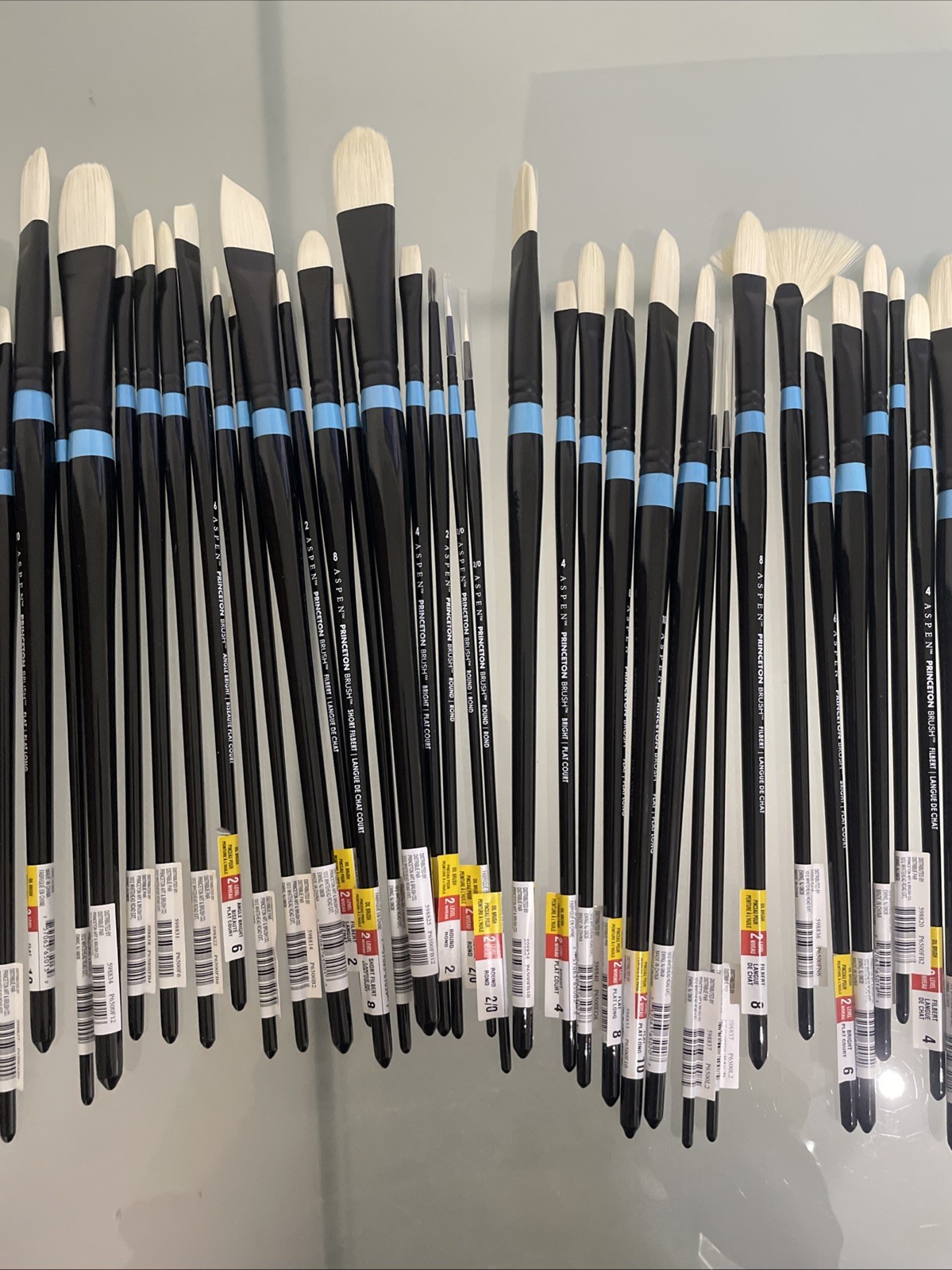 LOT OF 49 - Princeton Aspen Long Handle Oil Acrylic Synthetic Paint Brushes