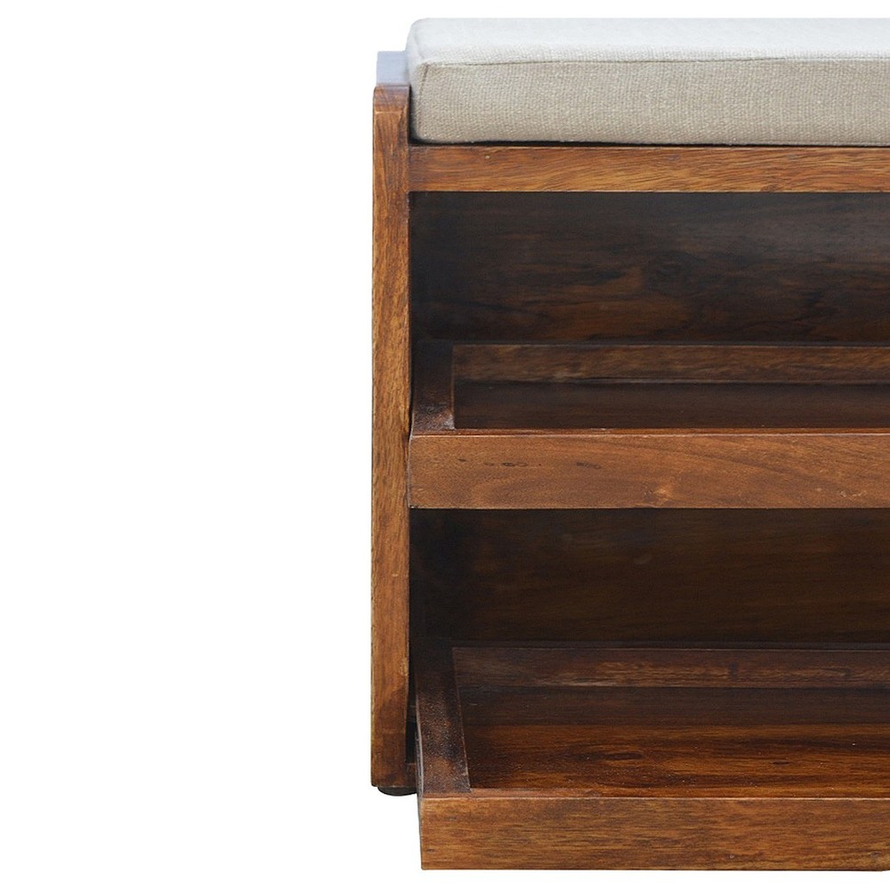 Solid Wood Bench with Storage