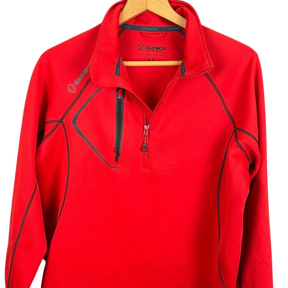 Sunice Mens S77000 Quarter Zip Pullover Red Performance Golf Jacket Medium