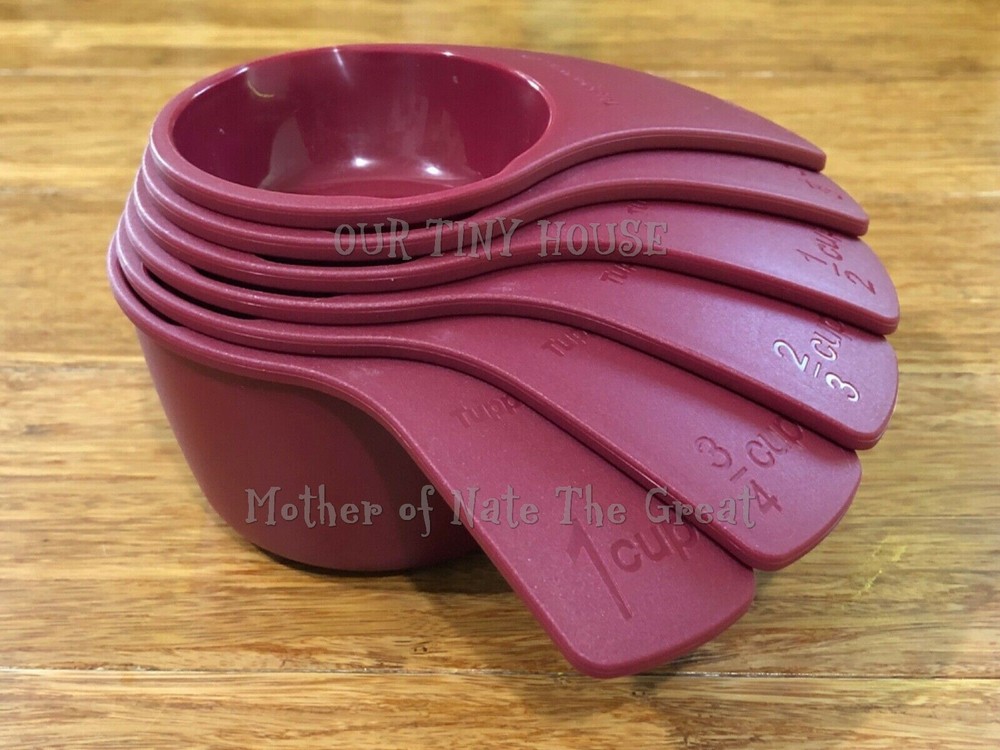 Tupperware Measuring Cups Set 6 Nesting Scoops Vineyard Burgundy Baking Tools
