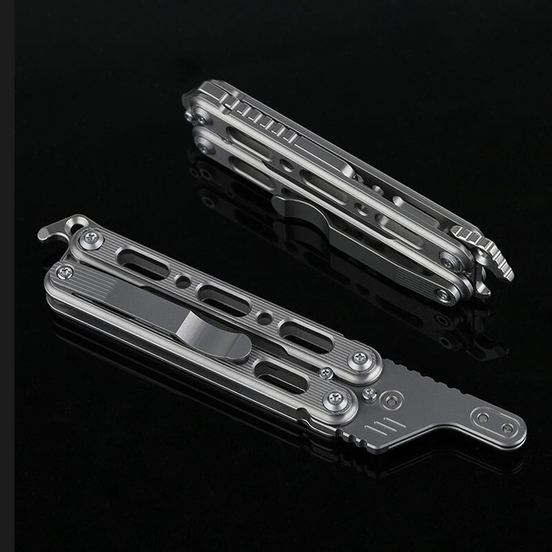 Hot Outdoor Titanium Pocket Folded Comb Replaceable Blade Portable Practice Tool