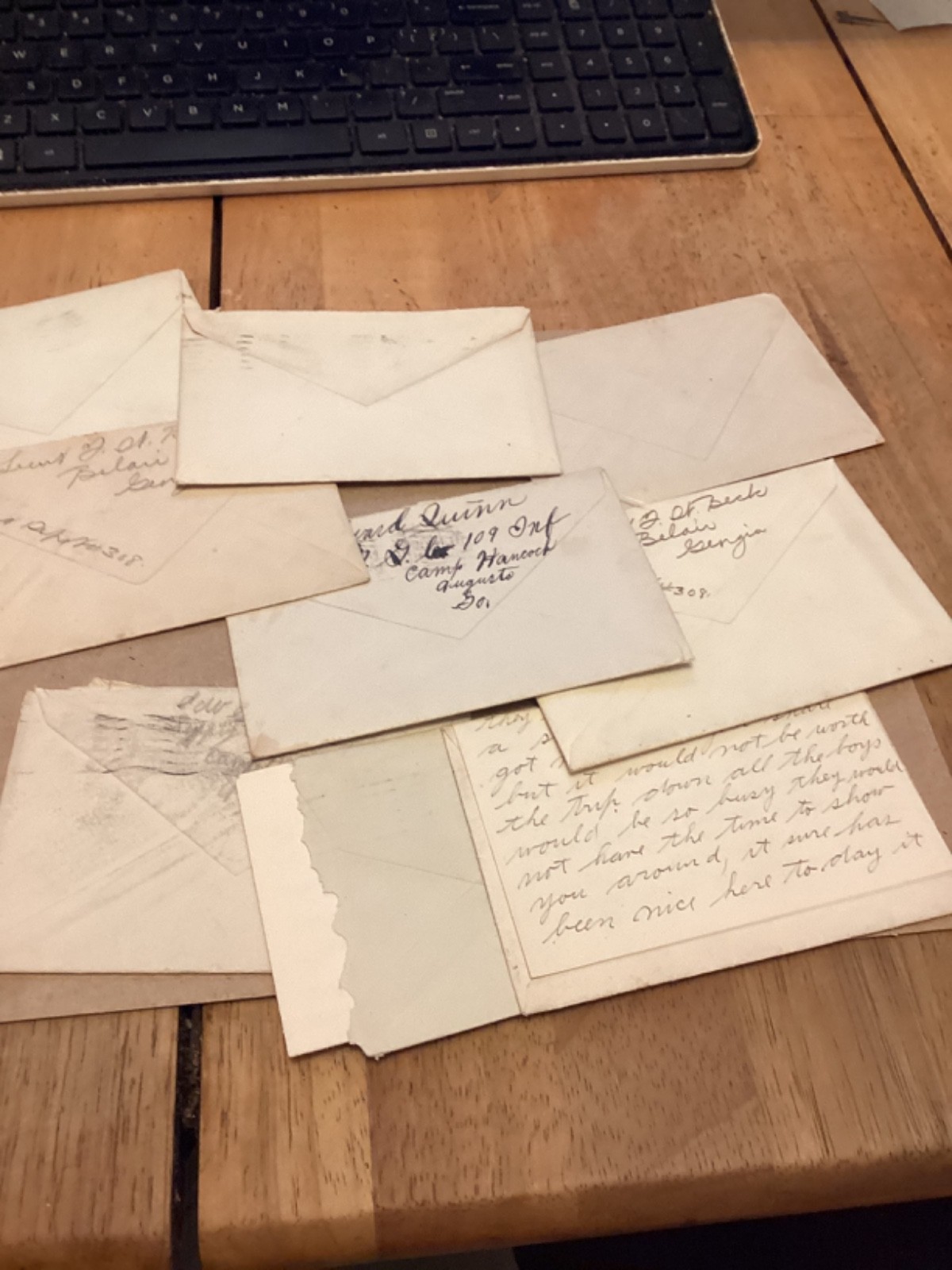 50 WW1 letters to Philadelphia from Camp Hancock,Ga,Lt Armitage Corp Beck.PA Uni