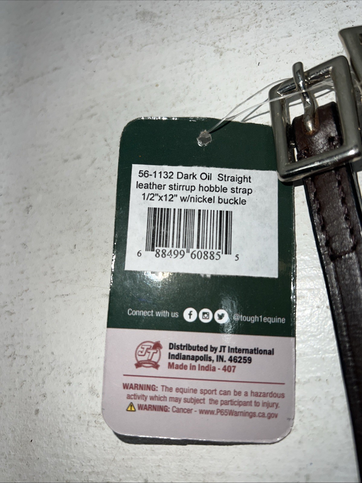 New Tough 1 Dark Oil Leather Straight Stirrup Hobble Strap #56-1132 FF-24