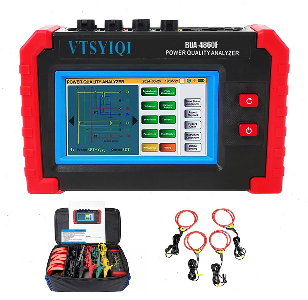 Power Quality Analyzer with Current Clamp 10A~6000A USB Communication Interface