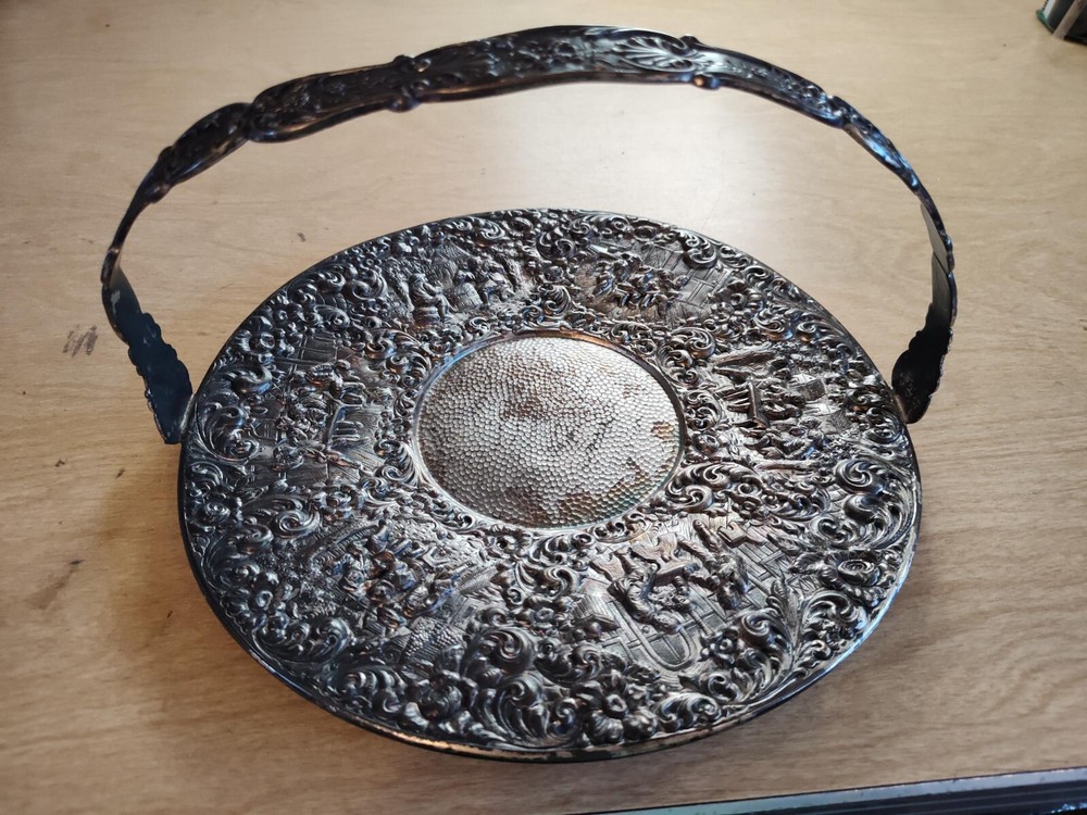 Antique Barbour International Victorian Silver Plate Brides Basket Centerpiece