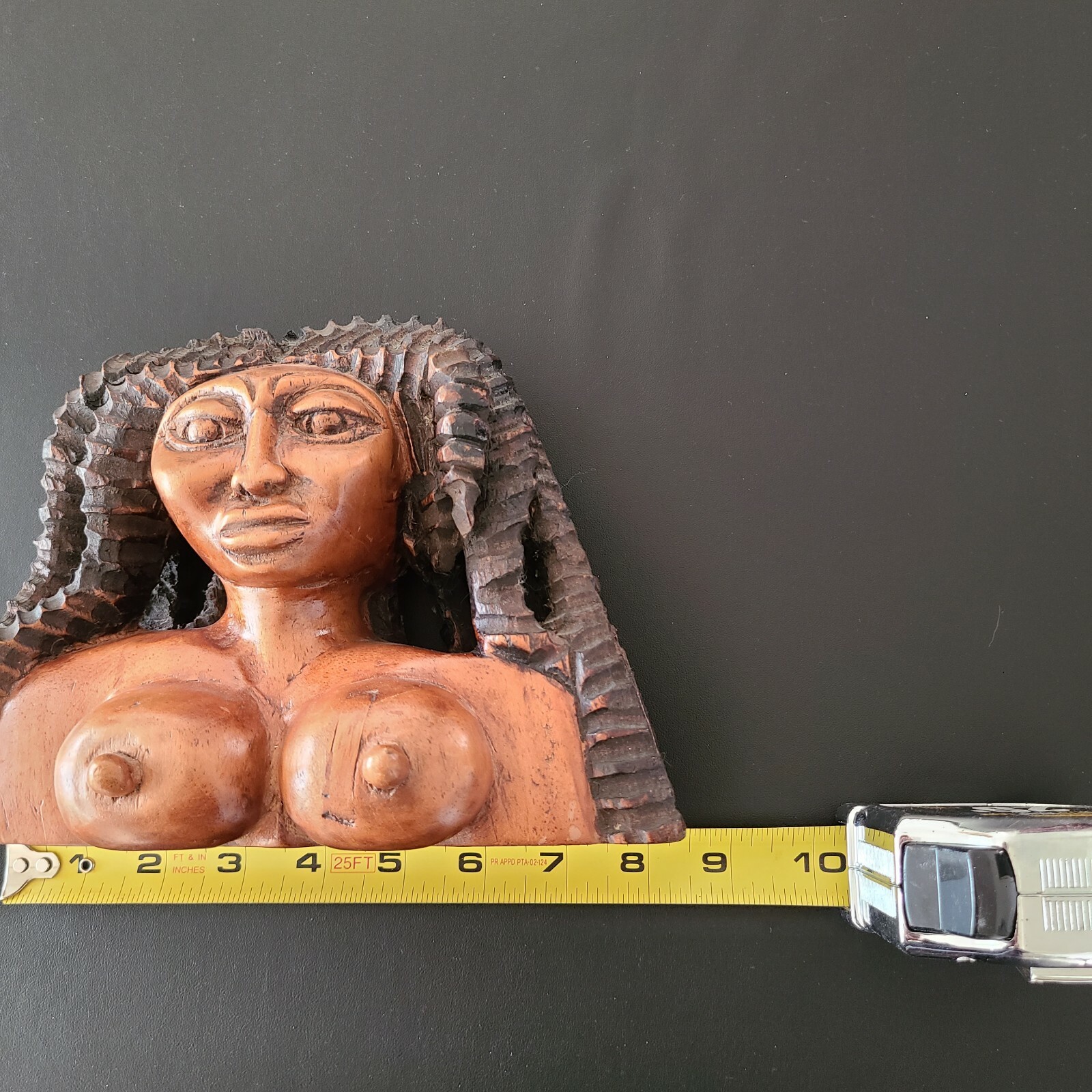 Solid Wood Hand Carved Wood Female Bust Statue Extremely Detailed