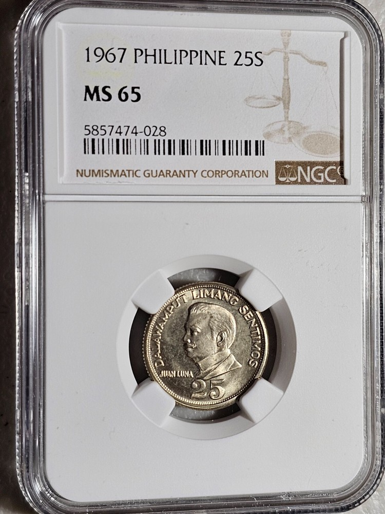 Philippines 25 Sentimos 1967 NGC MS 65