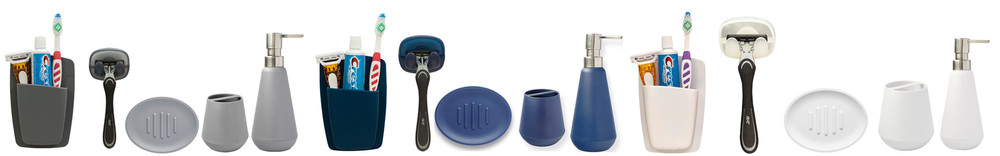 Sttelli 5Piece Essential Bathroom Bundle - White, Navy and Gray
