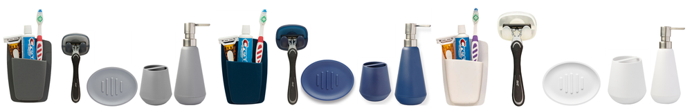 Sttelli 5Piece Essential Bathroom Bundle - White, Navy and Gray