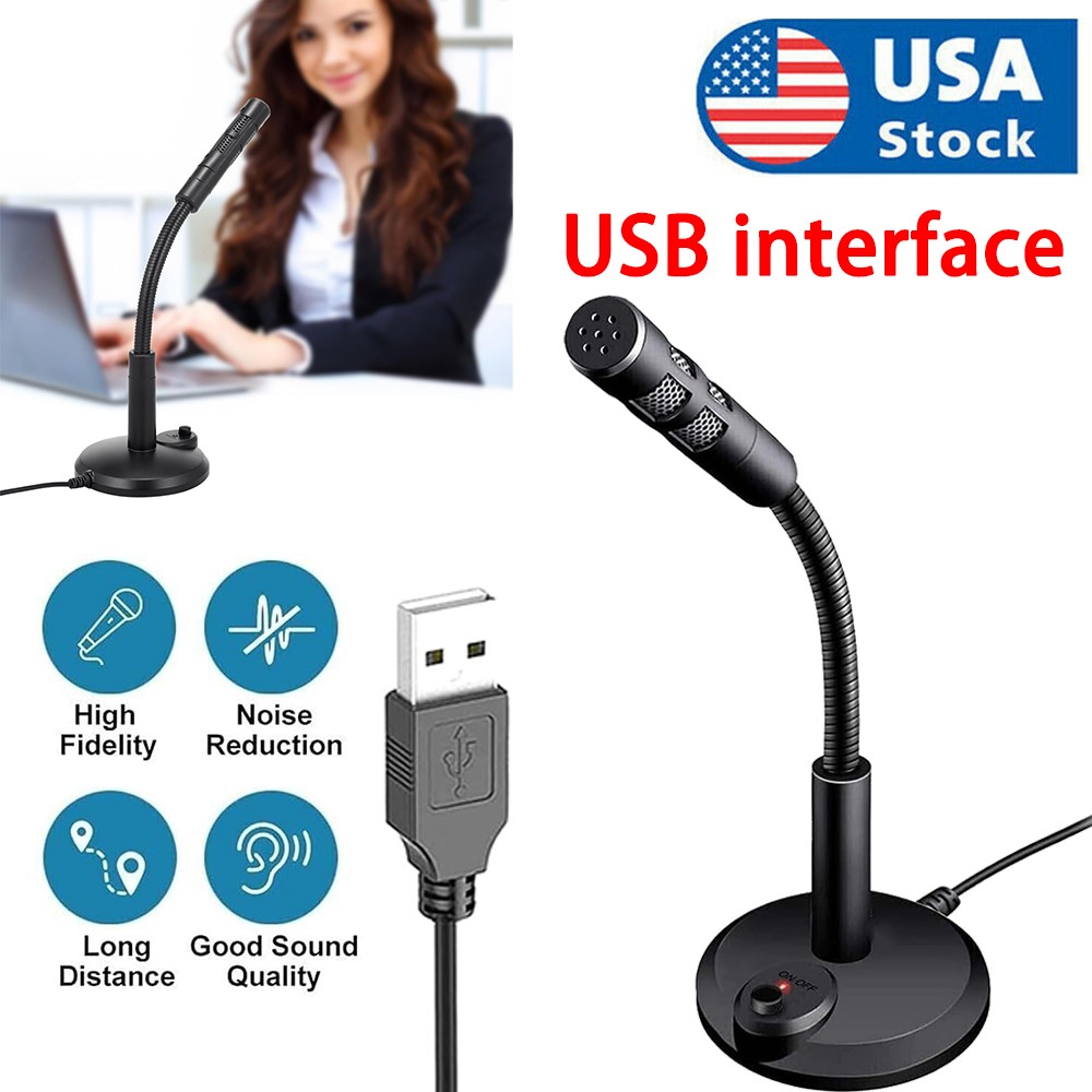 Desktop Mini Condenser Microphone USB Computer Mic Recording For Laptop PC
