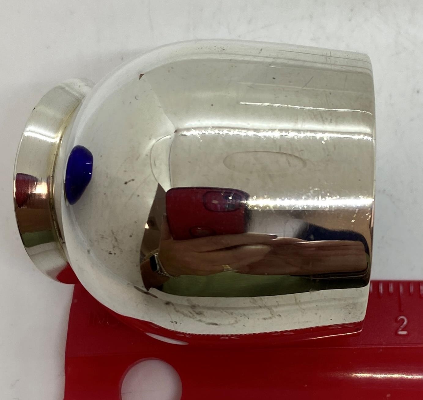 A. Michelsen Denmark Sterling Silver Blue Enamel Salt Cellar M01