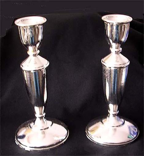 Pair Handcrafted Silvertone Candlestick Holders Great for Occasions!