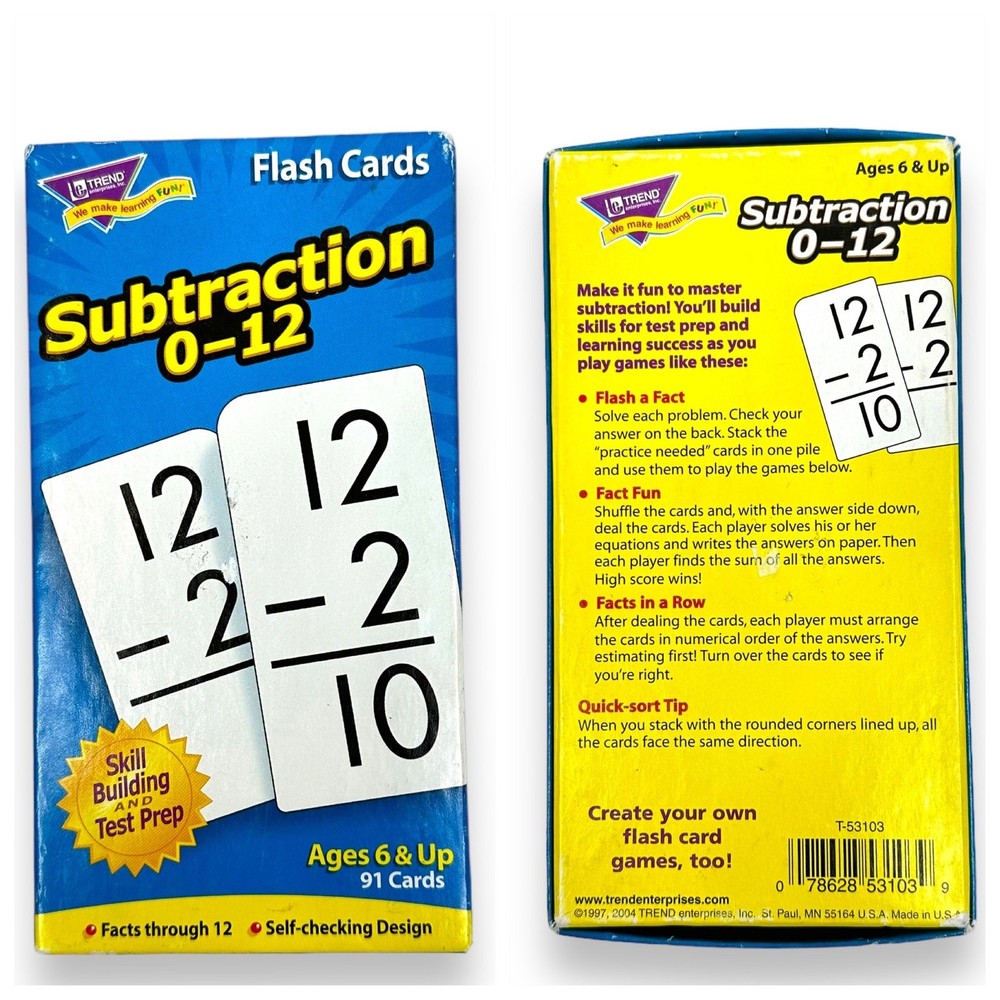 Flash Cards Math Skills Practice Test Prep Subtraction Division Multiplication