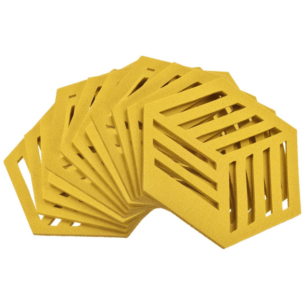 Felt Coasters 12pcs Hexagonal Mat Tampons Coasters, Yellow