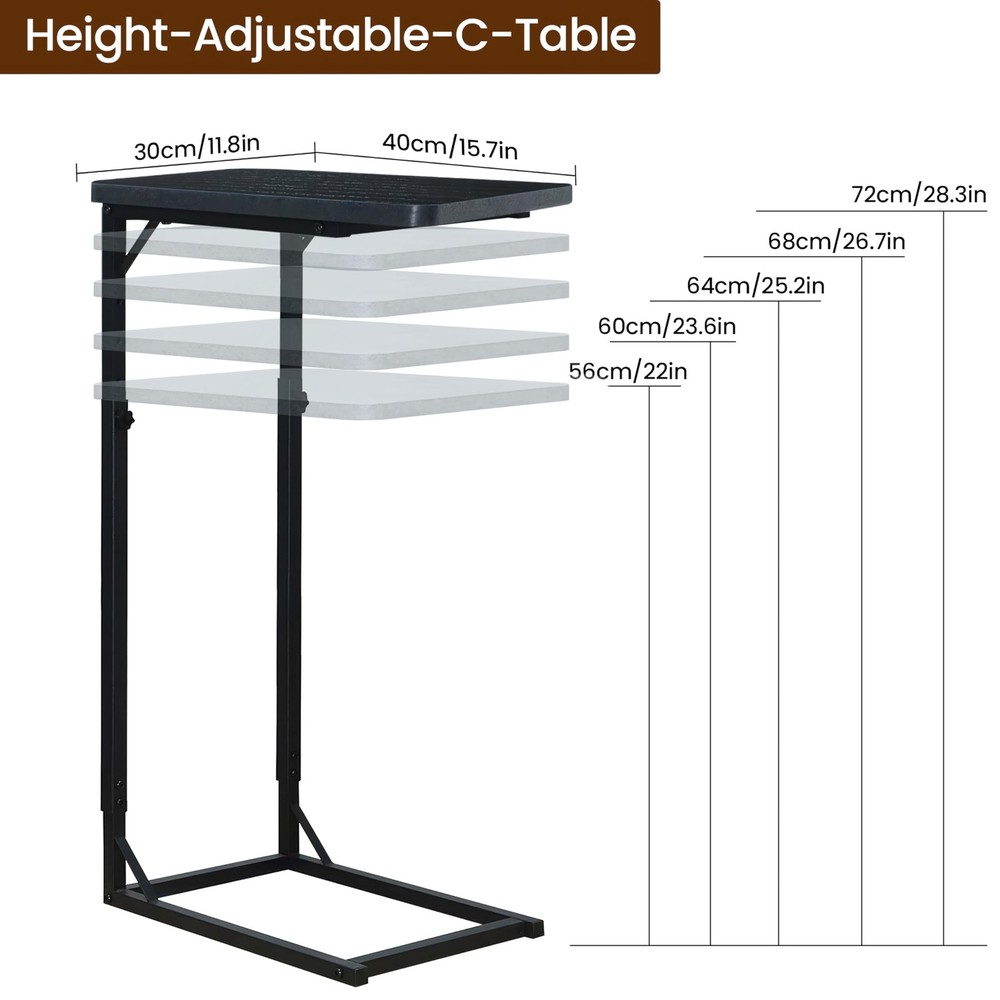 Premium Adjustable C Shaped End Table, Mini Side Tables for Couch and Sofa, S...