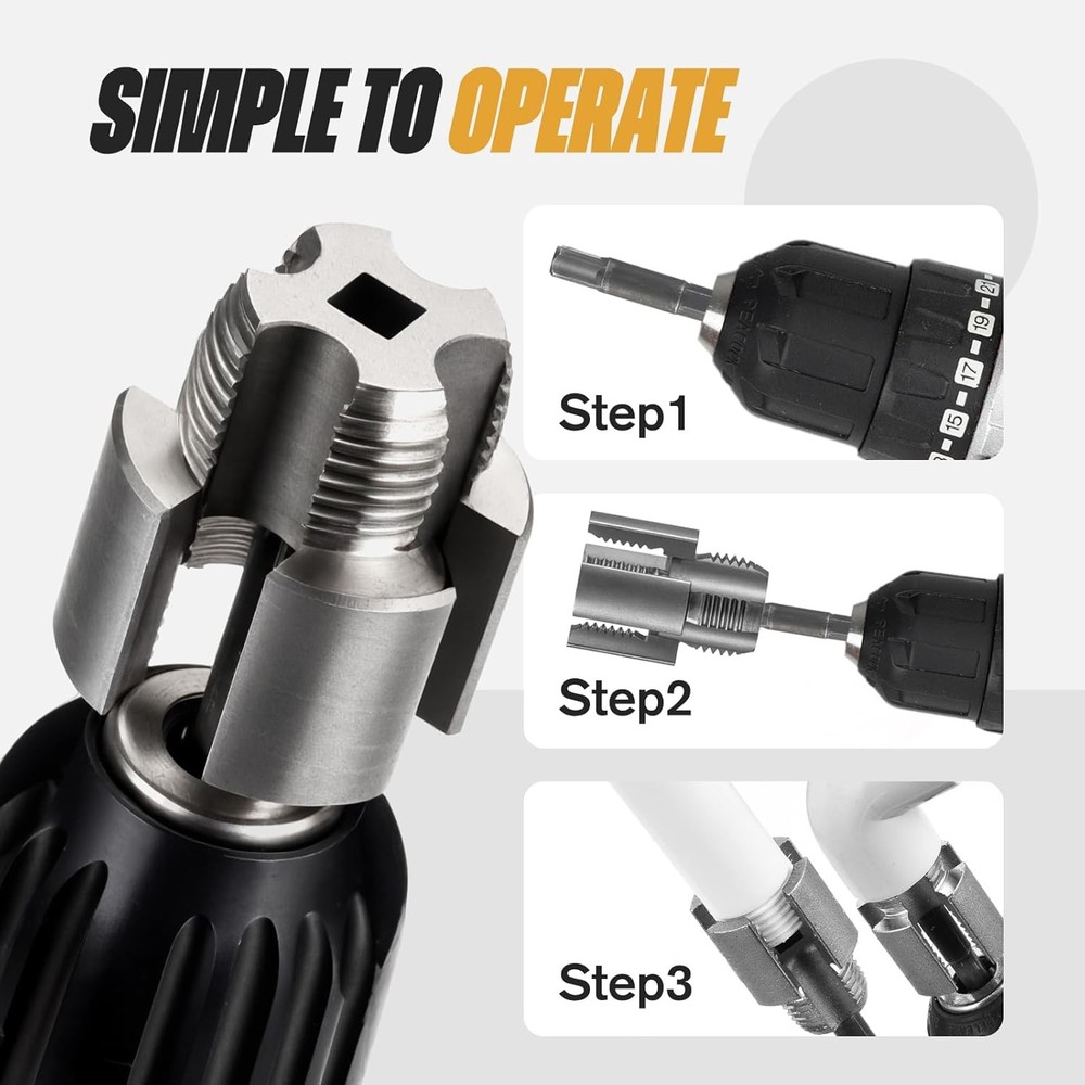 2PCS Pipe Thread Cutting Tool, Electric Drill Compatible Pvc Pipe Threader Kit~