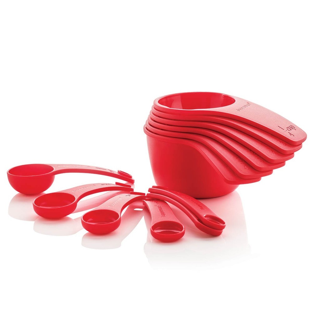 Tupperware Measuring Mates Cups & Spoons Set Red