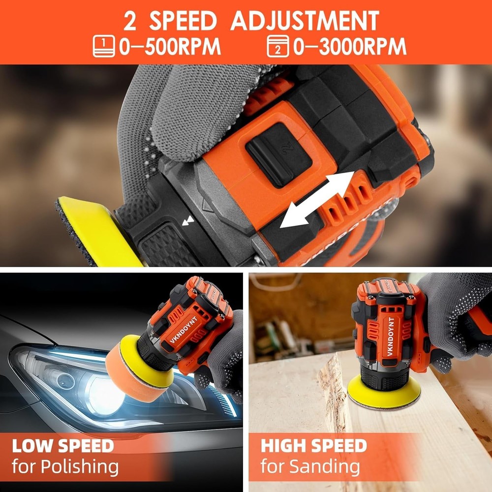 Brushless Small Sander with 36PCS Sandpapers, 2 Variable Speed Cordless Sander