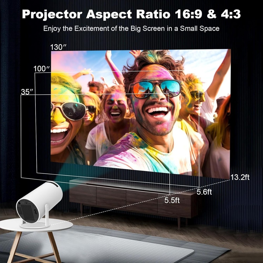 Mini Portable 4K Projector with WiFi6 Bluetooth Android 11 130 Image