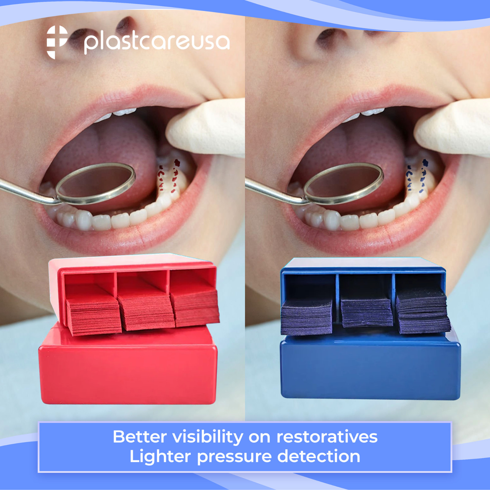 Dental Articulating Paper Strips Refill 100 microns 55×18 mm 300/Box Red Blue