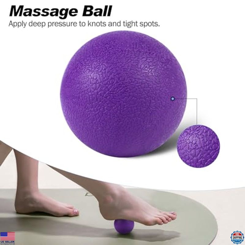 5-in-1 Purple Diamond Foam Roller Set - Trigger Point Roller, Stick, Ball, Strap