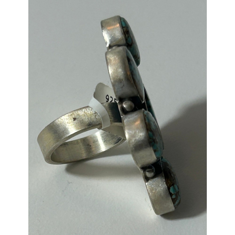 Sterling Silver Five‑Stone Turquoise Cluster Ring - NWT, Adjustable band
