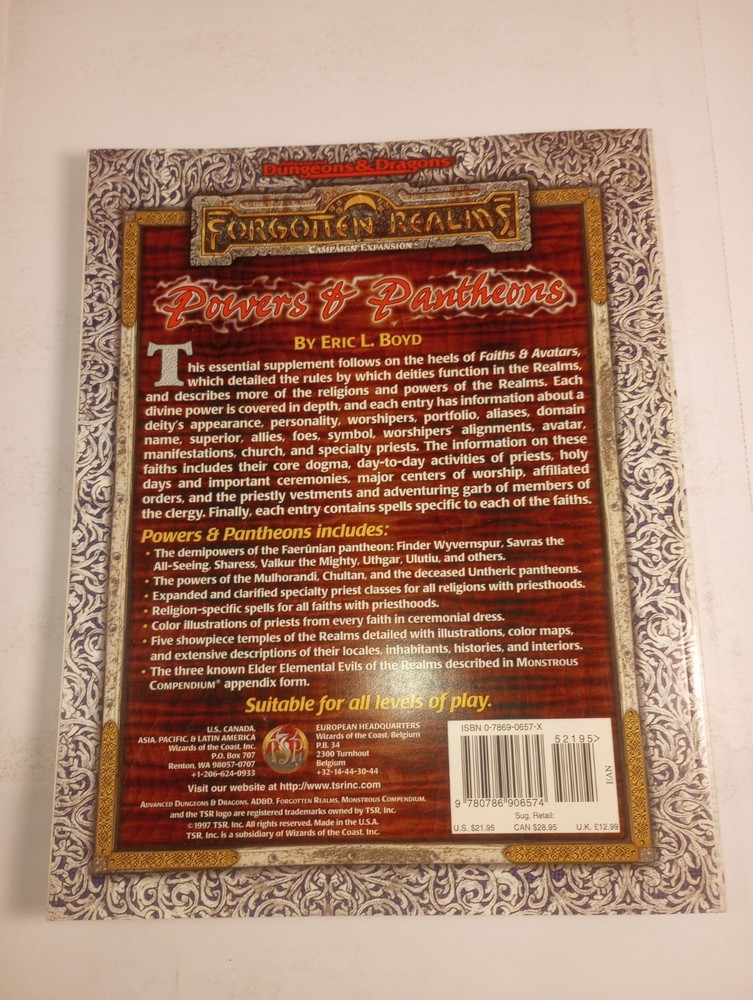 Advanced Dungeons & Dragons Powers & Pantheons Forgotten Realms