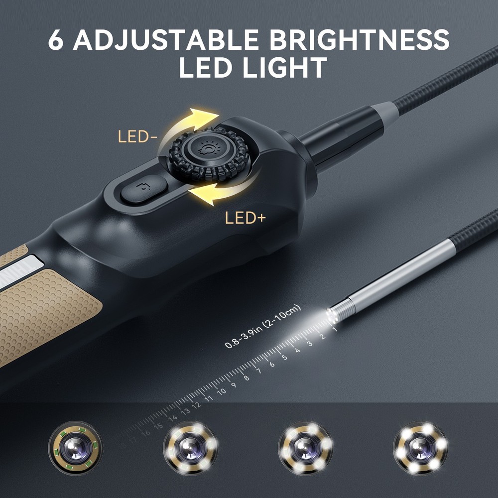 Thinkcar Endoscope Camera with Light, 720P HD Borescope Camera with 6 LED Lights