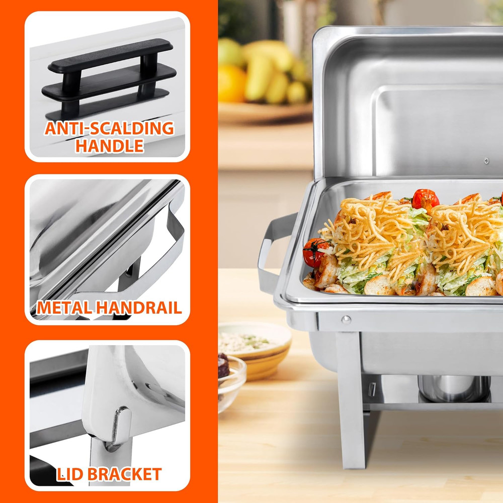 2 Pack 9QT Food Warmer, Rectangular Chafing Dish Buffet Set W/Foldable Frame Leg