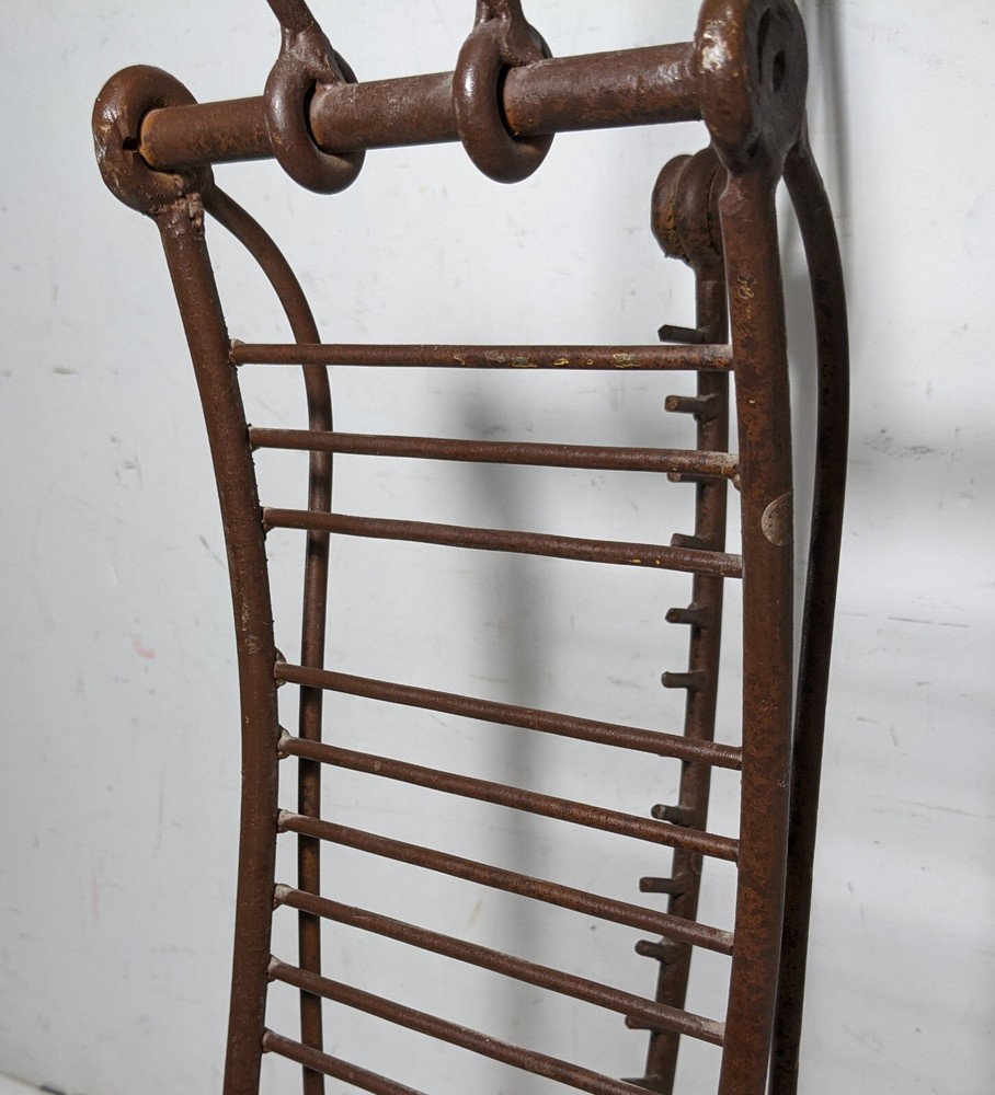 Vintage Rustic Wrought Iron Sculptural CD Storage Display Rack Stand Handle