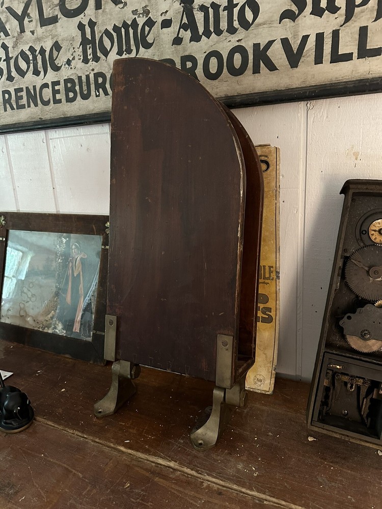 1890s Swing Out Industrial Brass Drafting Table Ledger Shelf Arm Office Study