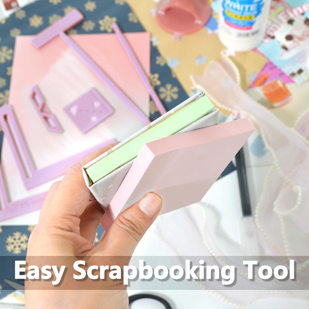 6Pcs Bookbinding Easy Scrapbooking Tool for Starter, Complete Great Stencils and