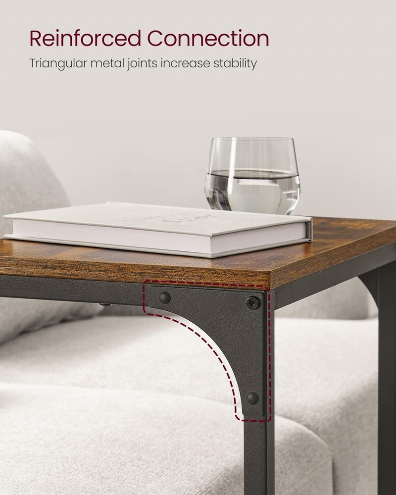 C-Shaped End Table Set of 2 Small Side Table Couch Sofa Table W/ Metal Frame