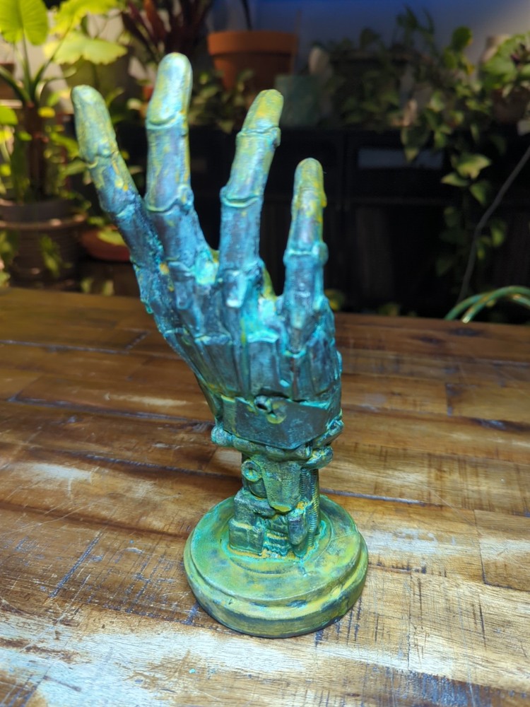 Ocean Patina Robot Cyborg Skeleton Hand Controller Holder
