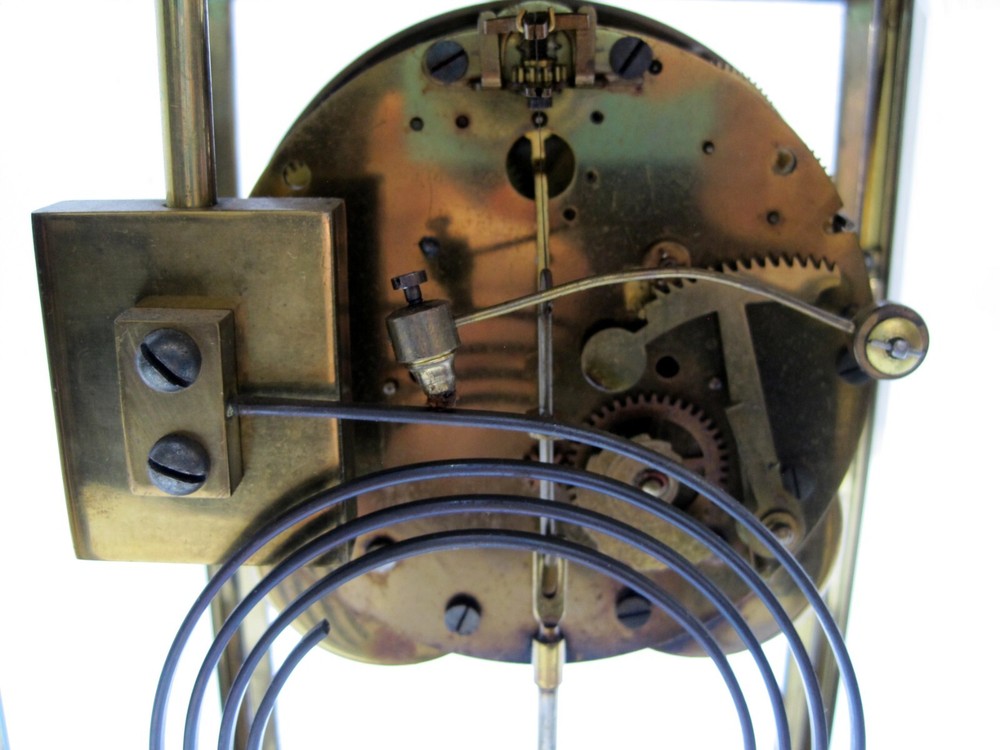 Antique New Haven Crystal Regulator Clock Open Escapement