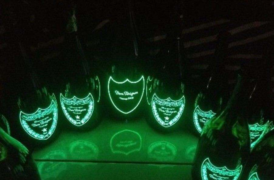 10 Dom perignon luminous empty bottle. All size available.