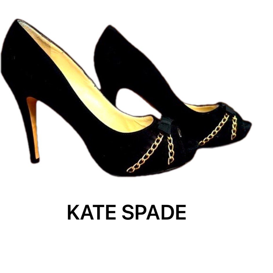 Kate Spade Black Suede Open Toe High Heel