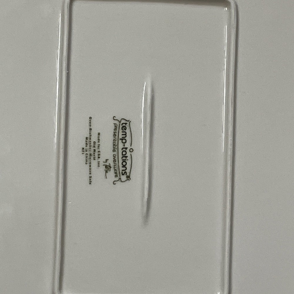 Temp-tations Old World Green Handled Serving Tray Platter Rectangle 16X9.75 EUC