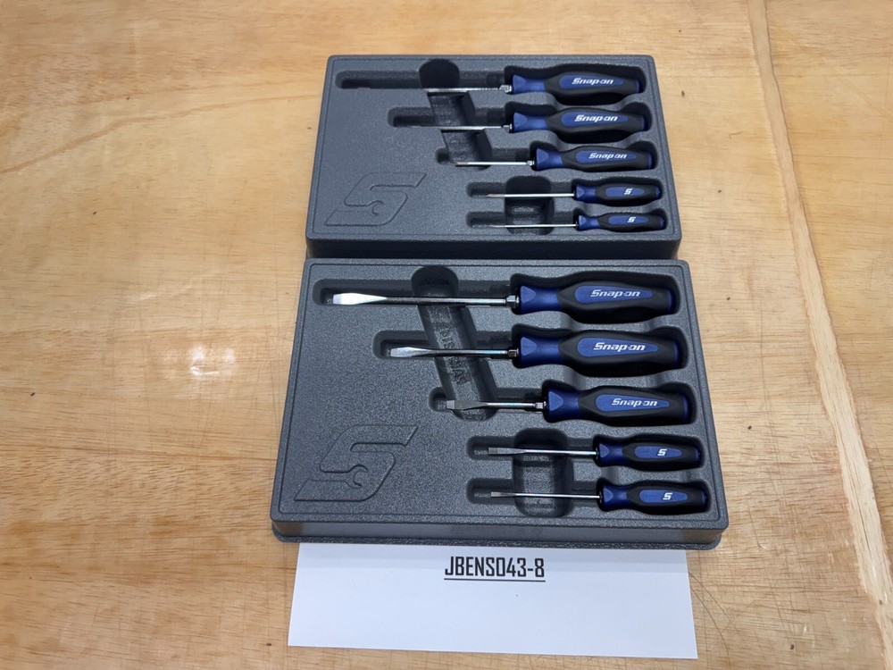 Snap-on Tools NEW 10pc POWER BLUE Soft Grip Phillips Flat Head Screwdriver Sets