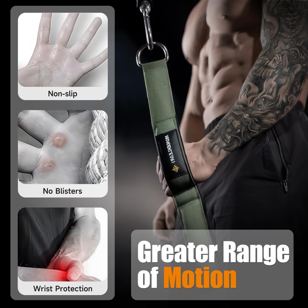 Tricep Rope Cable Attachment Handles Green for Push Downs Crunches Facepulls