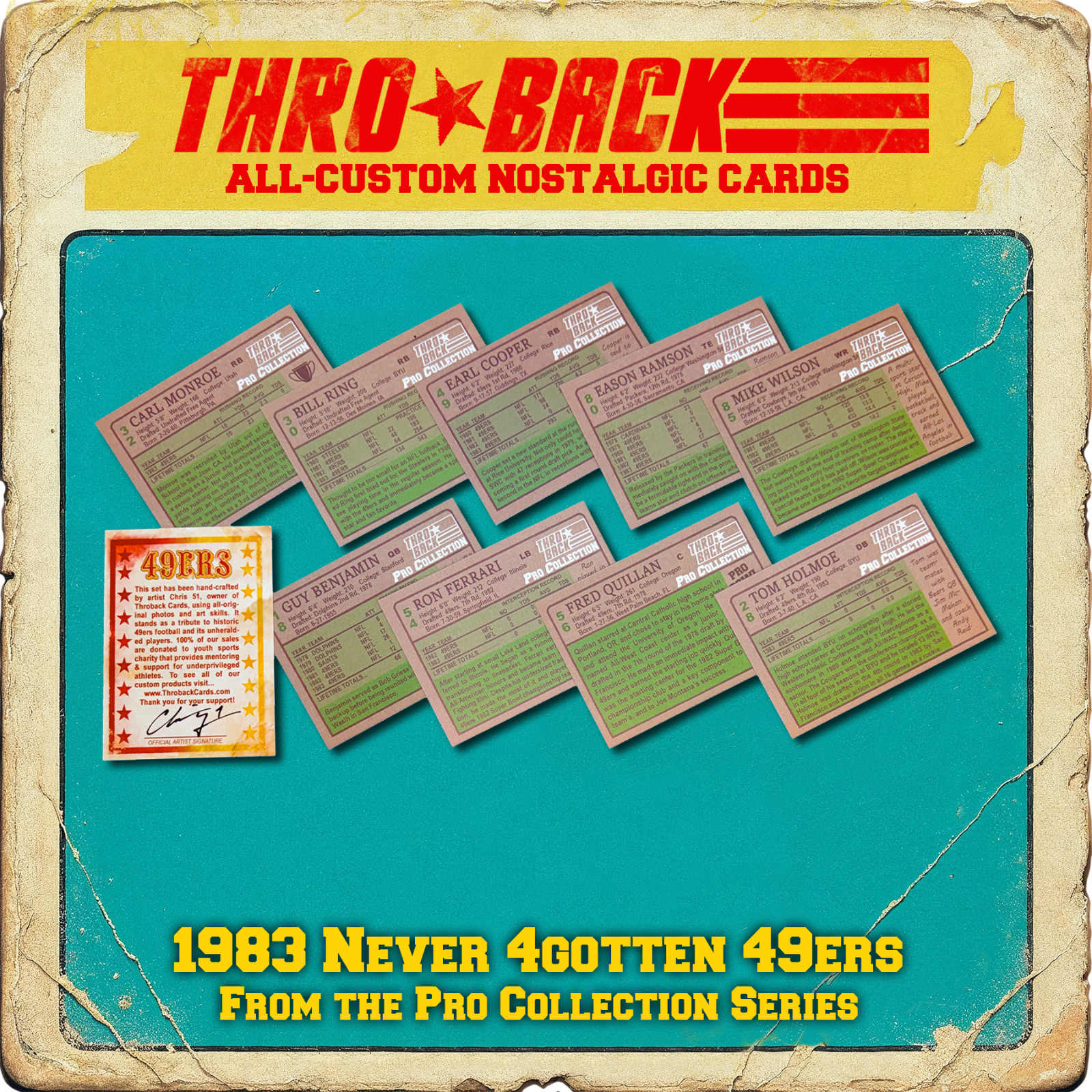 THROBACK custom Football 1984 10-card Set 1983 San Francisco 49ers never-made