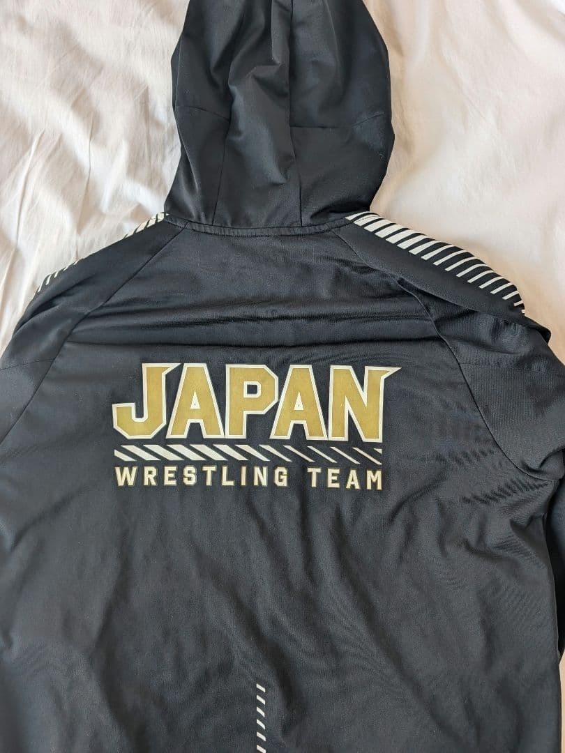 ASICS Japan Wrestling Team Issued Hoodie L Rare Black JPN National Gear Jacket