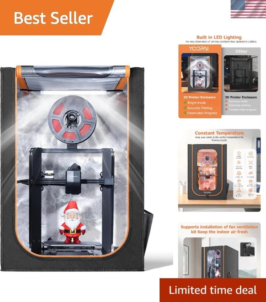 Fireproof 3D Printer Tent with LED Lighting - Upgrade Your Printing Experience