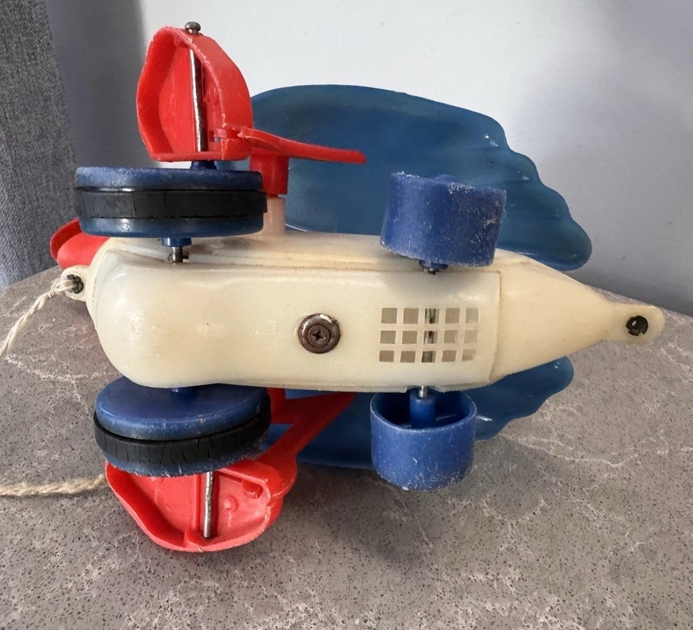 Vintage USSR Pull Toy Pelican Soviet Plastic Action Toy