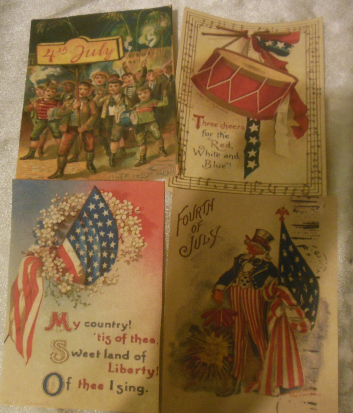 Set of 16 VICTORIAN LARGE VINTAGE Patriotic 4th of July postcard images