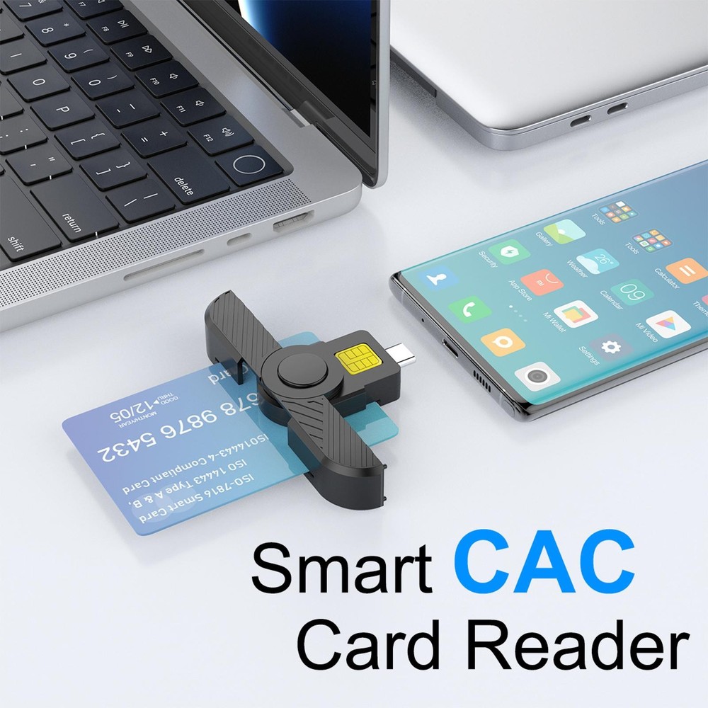 Foldable DOD Type C Common Access CAC SIM / IC Bank Chip Smart Card Reader