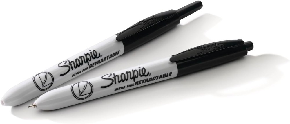 Retractable Permanent Markers, Ultra Fine Point, Black, 3 Count